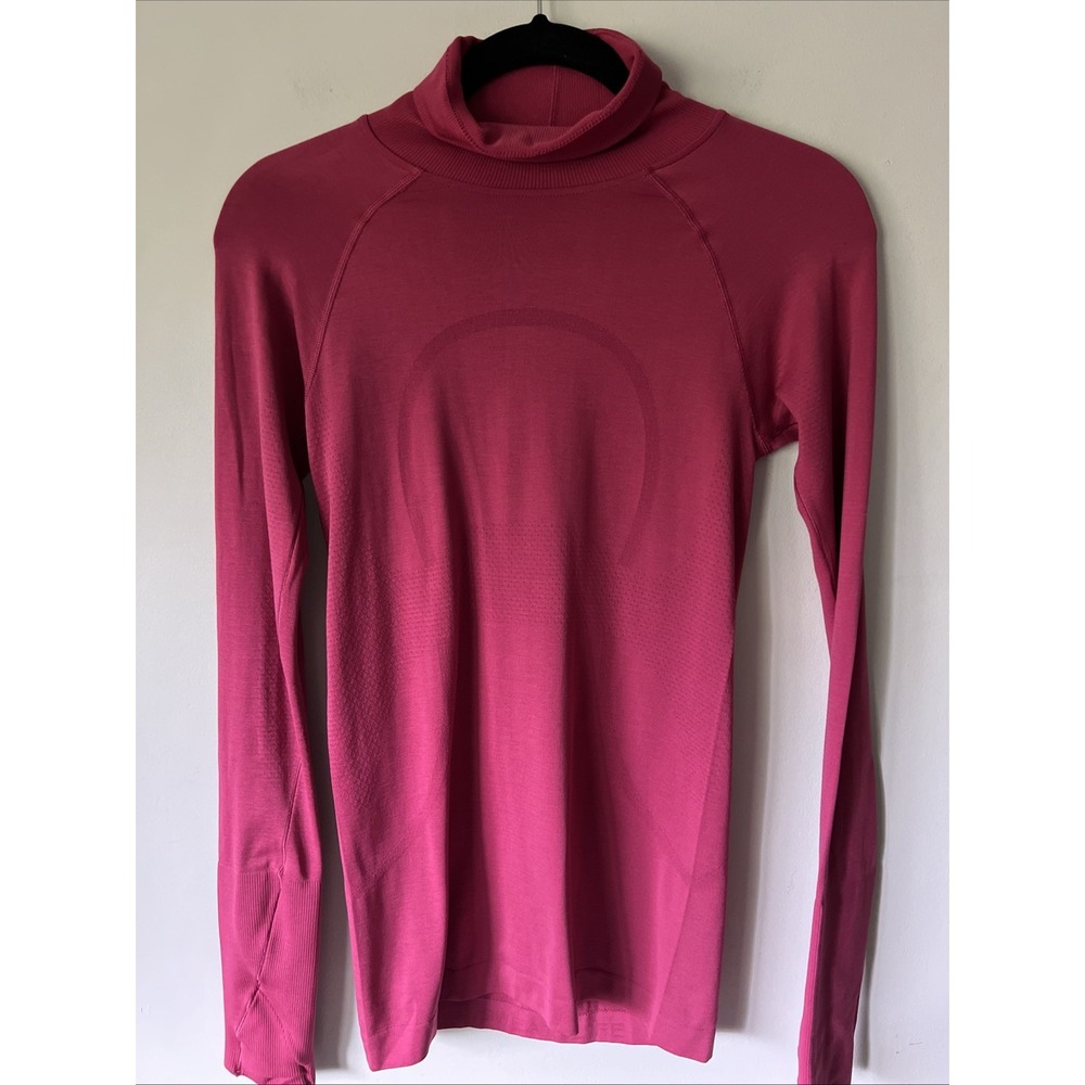 Lululemon Swiftly Speed Turtleneck Top Run Berry Pink Sz 4 Slim Fit Long Sleeve
